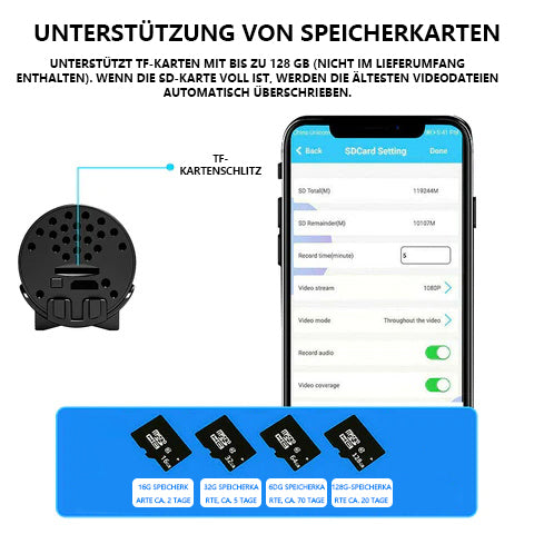2023📸 Mini Wireless WLAN-Kamera 1080P HD - Nachtsicht inklusive