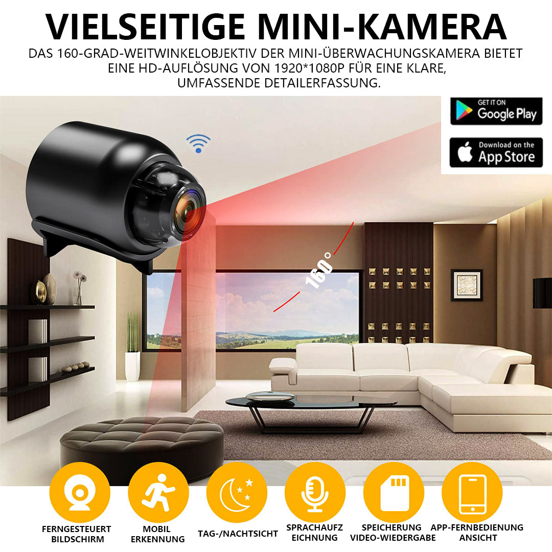 2023📸 Mini Wireless WLAN-Kamera 1080P HD - Nachtsicht inklusive